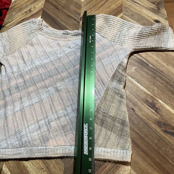 Free People Sweater Wool Blend Pink Coral Beige Stripes Woman’s Medium - Picture 5 of 7